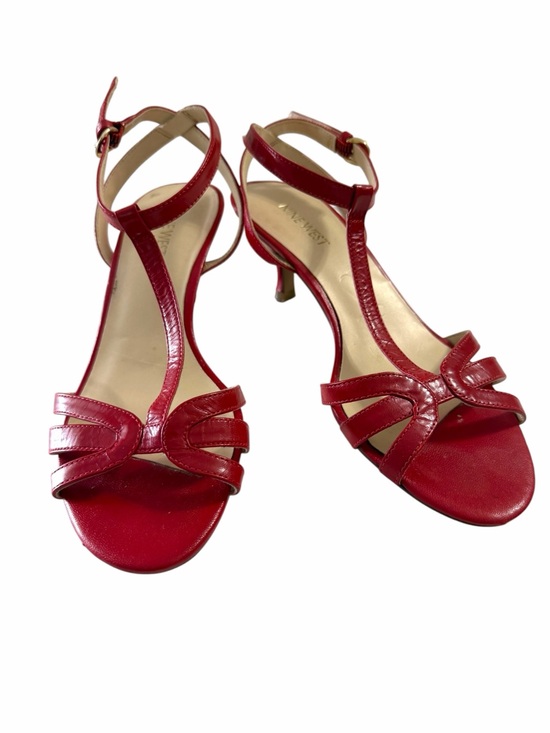 Nine West Shoes - Nine West Red Leather T-Strap Kitten Heel Sandals